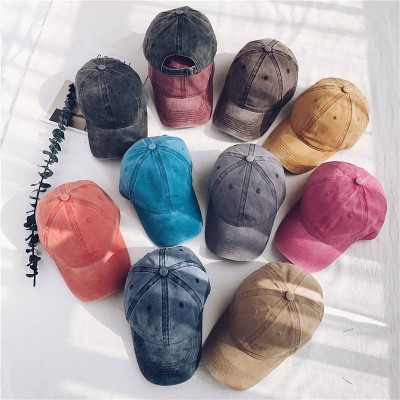 Q382 Unisex Washed Dyed Cotton Retro Vintage Adjustable Dad Hat Solid Baseball Cap Snapback Sports Caps